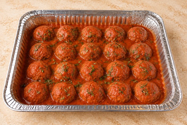 Meatballs served in a party tray